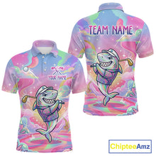 Load image into Gallery viewer, Funny Pastel Shark Mens Golf Polo Shirt Custom Ocean Golf Shirt, Polo Gift For Golf Lovers NHT898