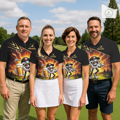 Funny Golf Ball Womens Golf Polo Shirts Custom Golf And Beer Golf Apparel For Golfer NHT899