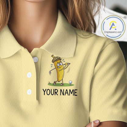 Funny Banana Womens Golf Polo Shirt, Custom Golf Polo For Women, Golf Jersey For Golf Lovers NHT906