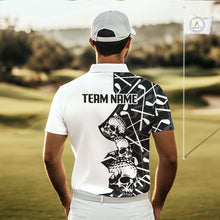 Load image into Gallery viewer, Custom Skull Mens Golf Polo Shirt Personalized Name, Golf Team Polo Jersey| Black 