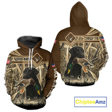 Load image into Gallery viewer, Mallard Duck Hunting Camouflage Shirt With Black Labrador Retriever, Duck Hunting Season NHT119