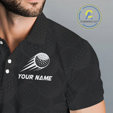 Load image into Gallery viewer, Personalized Mens Golf Polo Shirt Custom Name, Black Green Argyle Golf Team Polo 