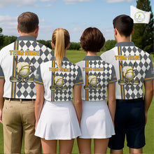 Load image into Gallery viewer, Personalized Mens Golf Polo Shirt Beer And Golf Ball Graphic Custom Team Name Golf Jersey|White NHT1091