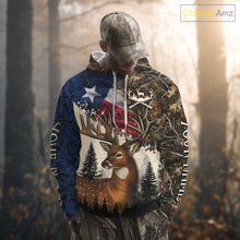 Load image into Gallery viewer, Best Custom Deer Hunting Shirt 3D Camo with Texas Flag &amp; Big Buck Personalized Hunting Gifts NHT34
