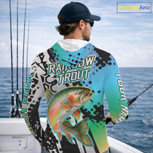 Load image into Gallery viewer, Rainbow Trout Custom Long Sleeve Hooded Performance Fishing Shirts For Men, Trout Fishing Jersey NHT480
