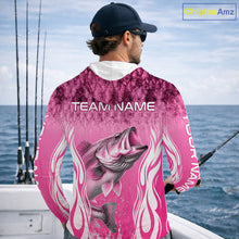 Load image into Gallery viewer, Personalized Team Bass Fishing Shirt - Long Sleeve Hooded Tournament Fishing Apparel|Pink 
