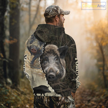 Load image into Gallery viewer, Brown Camo Wild Hog Hunting 3D All Over Print Shirts Custom Name, Boar Hunting Shirt NHT148