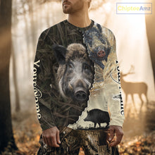 Load image into Gallery viewer, Brown Camo Wild Hog Hunting 3D All Over Print Shirts Custom Name, Boar Hunting Shirt NHT148