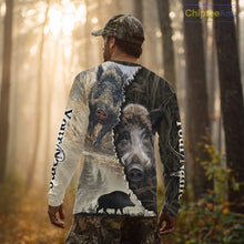 Load image into Gallery viewer, Brown Camo Wild Hog Hunting 3D All Over Print Shirts Custom Name, Boar Hunting Shirt NHT148