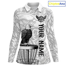 Load image into Gallery viewer, Custom Bald Eagle Womens Disc Golf Polo Shirt, Personalized Team Name Disc Golf Shirt NHT815