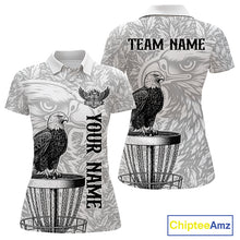 Load image into Gallery viewer, Custom Bald Eagle Womens Disc Golf Polo Shirt, Personalized Team Name Disc Golf Shirt NHT815