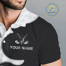 Load image into Gallery viewer, Custom Mens Golf Polo Shirt Pink Black Gradient, Personalized Name Golf Shirt, Gift For Golfer NHT825
