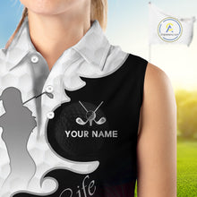 Load image into Gallery viewer, Custom Sleeveless Womens Golf Polo Shirt Pink Black Gradient, Personalized Name Golf Shirt, Gift For Golfer NHT825