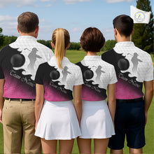 Load image into Gallery viewer, Custom Mens Golf Polo Shirt Pink Black Gradient, Personalized Name Golf Shirt, Gift For Golfer NHT825