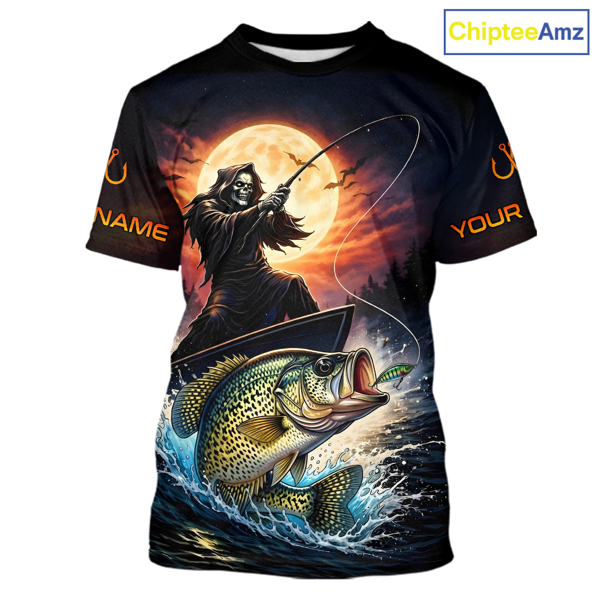 Personalized Fish Reaper Fishing Shirts Jerseys, Fish Reaper Sunset Crappie Fishing Shirts T - Shirt NHT831