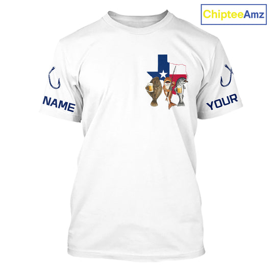 Texas Slam Funny Fishing Redfish, Trout, Flounder Fishing Shirts T - Shirt For Men| White NHT843