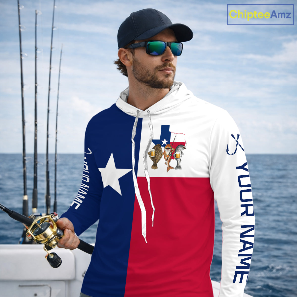 Texas Slam Fishing Shirts Long Sleeve Hooded For Men, Personalized Inshore Slam Fishing Team Jersey NHT846
