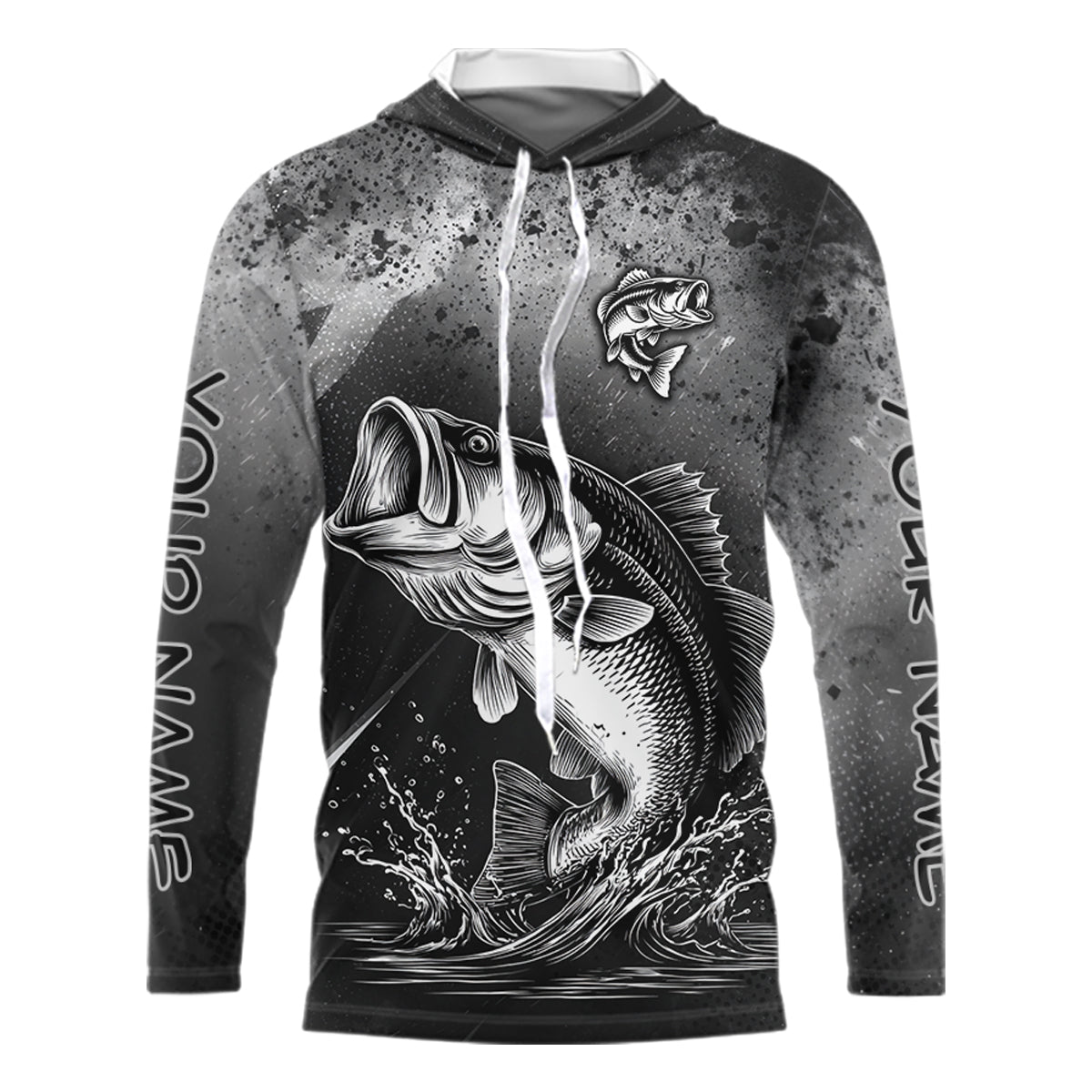 Gray Camo Bass Fishing Custom Long Sleeve Tournament Fishing Shirts, Fishing Shirt For Men NHT442