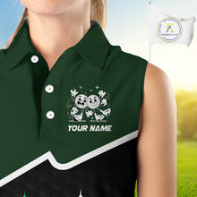 Load image into Gallery viewer, Custom Green And Black Sleeveless Womens Golf Polo Shirt, Custom Golf Balls Team Jerseys NHT865