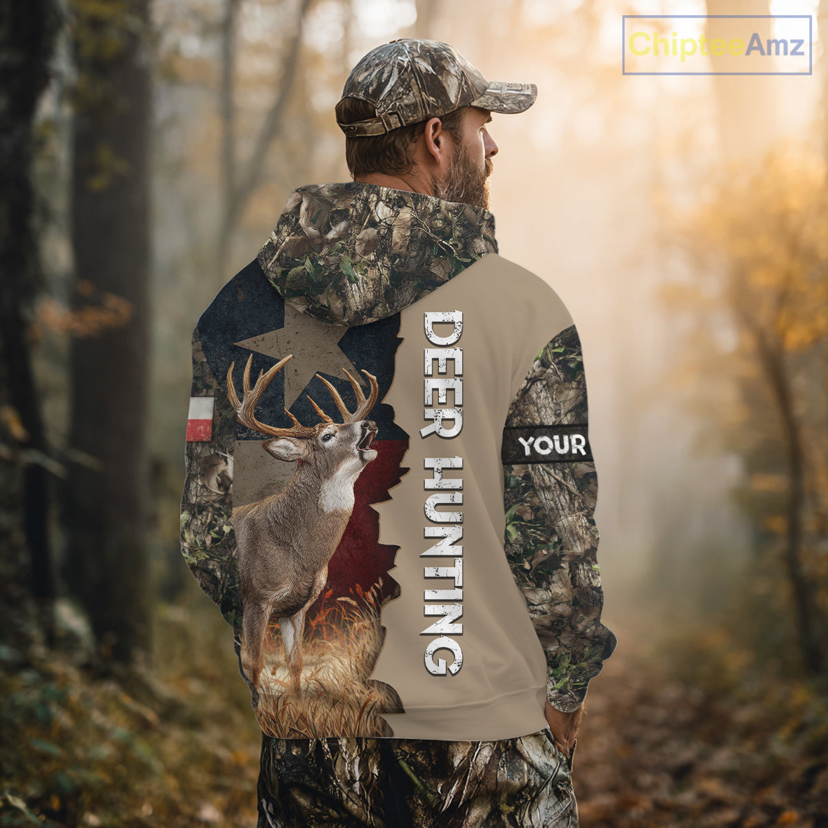 Season Deer Hunting Shirt Texas Flag 3D Custom Name Whitetail Deer Clothes For Hunters NHT93