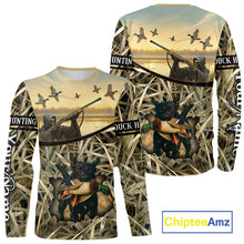 Load image into Gallery viewer, Duck Hunting 3D Waterfowl Camo Grim Reaper Black Labrador Retriever Shirt Hunting Gift NHT202
