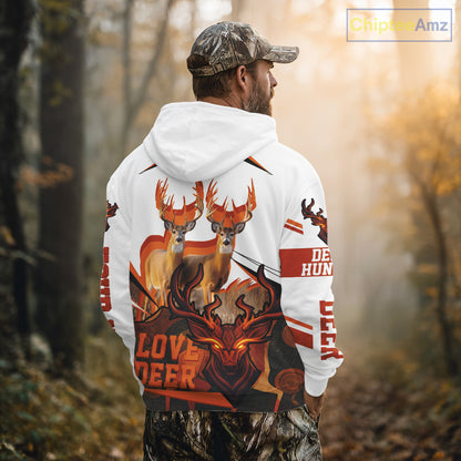 White-tailed Deer Buck Pair 3D Printed Orange Shirt – Personalized Gifts for Deer Hunters NHT11
