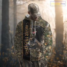 Load image into Gallery viewer, Wild Boar Hunting Shirt Forest Camo With Dog Custom Name Hunting Clothes Gifts for Hunter NHT111