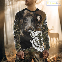 Load image into Gallery viewer, Wild Boar Hunting Shirt Custom Name Camo Skull Hunting Clothes For Hunters Gift NHT110