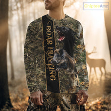 Load image into Gallery viewer, Wild Boar Hunting Shirt Forest Camo With Dog Custom Name Hunting Clothes Gifts for Hunter NHT111
