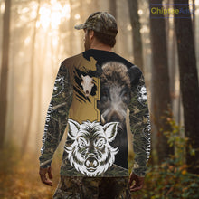 Load image into Gallery viewer, Wild Boar Hunting Shirt Custom Name Camo Skull Hunting Clothes For Hunters Gift NHT110