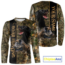 Load image into Gallery viewer, Wild Boar Hunting Shirt Forest Camo With Dog Custom Name Hunting Clothes Gifts for Hunter NHT111