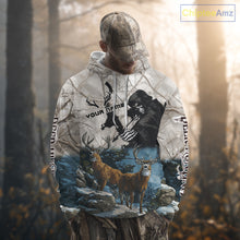Load image into Gallery viewer, Blue Bowhunting Deer Camouflage Personalized Hunting Bow Grim Reaper Shirt NHT16