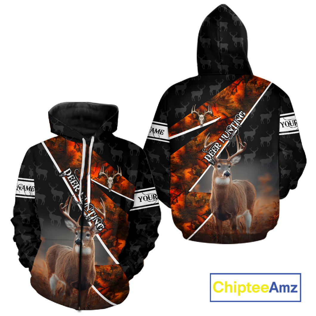Best Whitetail Deer Hunting Shirt Custom Name Black Orange Camo Gift For Hunters Hunting Gift NHT53