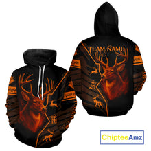Load image into Gallery viewer, Black Orange Deer Hunting Shirt Personalized Custom Name 3D Full Print For Deer Hunters NHT57