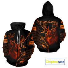 Load image into Gallery viewer, Black Orange Deer Hunting Shirt Personalized Custom Name 3D Full Print For Deer Hunters NHT57