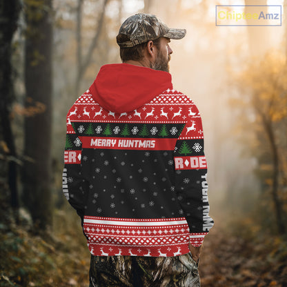 Custom Merry Huntmas Shirt – Personalized Deer Hunting Christmas Shirt with Your Photo NHT308