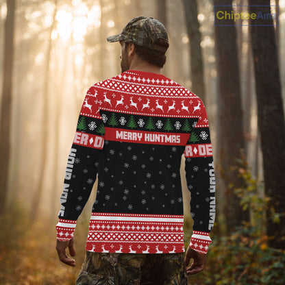 Custom Merry Huntmas Shirt – Personalized Deer Hunting Christmas Shirt with Your Photo NHT308