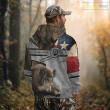 Load image into Gallery viewer, Best Wild Boar Hunting Camouflage TX Flag Custom Name Shirts for Hunter Gift For Hunter NHT107