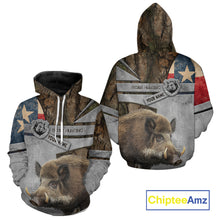 Load image into Gallery viewer, Best Wild Boar Hunting Camouflage TX Flag Custom Name Shirts for Hunter Gift For Hunter NHT107