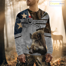 Load image into Gallery viewer, Best Wild Boar Hunting Camouflage TX Flag Custom Name Shirts for Hunter Gift For Hunter NHT107
