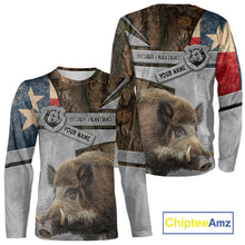 Load image into Gallery viewer, Best Wild Boar Hunting Camouflage TX Flag Custom Name Shirts for Hunter Gift For Hunter NHT107