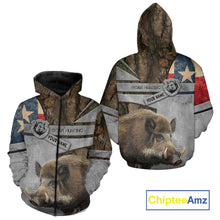 Load image into Gallery viewer, Best Wild Boar Hunting Camouflage TX Flag Custom Name Shirts for Hunter Gift For Hunter NHT107