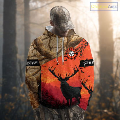 Personalized Deer Hunting 3D All Over Printed Shirts Custom Deer And Mountain Camo Shirt Hunting Gifts NHT15