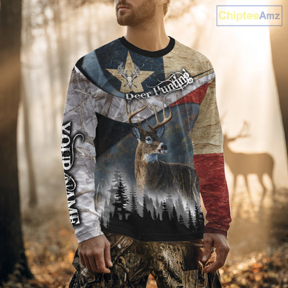 Deer Hunting Shirt-Personalized Texas Flag Camo Snow, Best Gifts for Deer Hunters NHT29