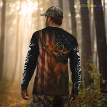 Load image into Gallery viewer, Best Season Deer Hunting Shirt Black with US Flag 3D Custom Name Clothes For Hunters NHT92
