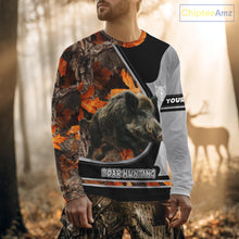 Load image into Gallery viewer, Wild Boar Hunting Gray Black Orange Camo 3D All Over Printed Shirts Custom Name Hunting Gift NHT104
