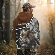 Load image into Gallery viewer, Boar Hunting Brown Camo Snow Winter 3D Shirt For Hunting Season Hunting Clothes For Hunters NHT120