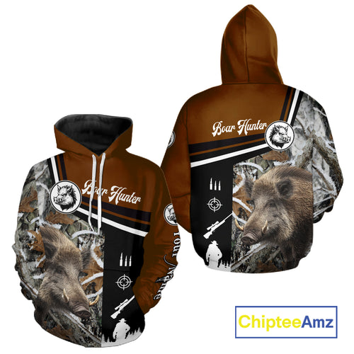 Boar Hunting Brown Camo Snow Winter 3D Shirt For Hunting Season Hunting Clothes For Hunters NHT120