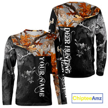 Load image into Gallery viewer, Custom Black Orange Forest Camo Deer Hunting Shirt For Men | 3D Full Print Hunting Clothes NHT58