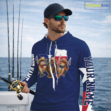 Load image into Gallery viewer, Funny Cowboy Trout, Flounder, Redfish Texas Flag Long Sleeve Hooded  Fishing Shirts Apparel